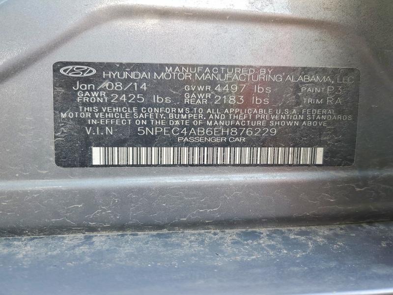 53925136 :رقم المزاد ، 5NPEC4AB6EH876229 vin ، 2014 Hyundai Sonata مزاد بيع