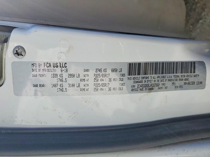 2018 Dodge Grand Caravan მანქანა იყიდება აუქციონზე, vin: 2C4RDGBG8JR337960, აუქციონის ნომერი: 52014296