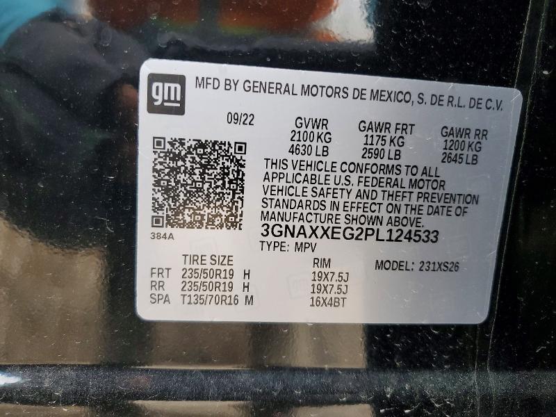 2023 Chevrolet Equinox მანქანა იყიდება აუქციონზე, vin: 3GNAXXEG2PL124533, აუქციონის ნომერი: 54687746