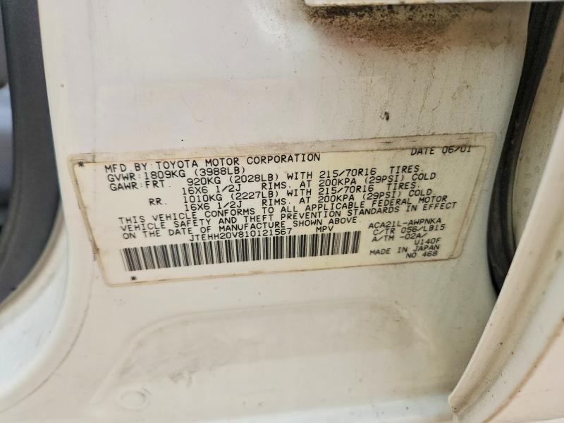 Продажа на аукционе авто 2001 Toyota Rav4, vin: JTEHH20V810121567, номер лота: 53940986
