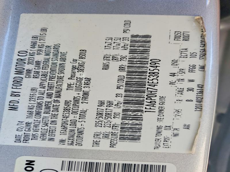 2014 Ford Fusion მანქანა იყიდება აუქციონზე, vin: 1FA6P0H74E5385490, აუქციონის ნომერი: 54345196