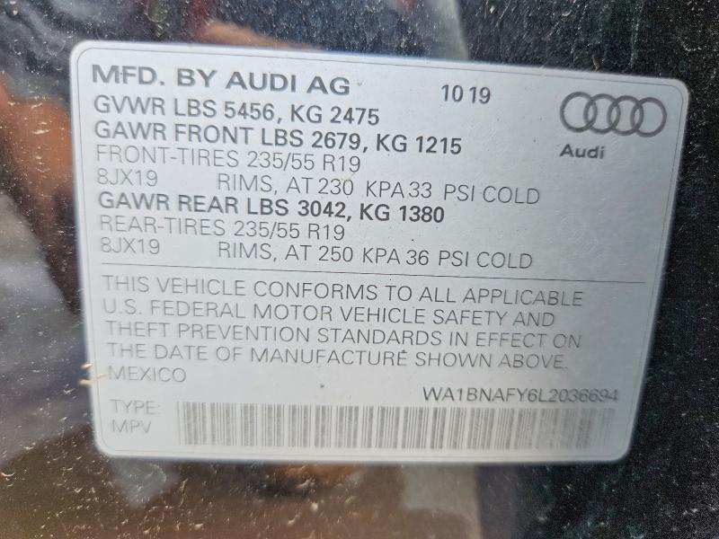Продажа на аукционе авто 2020 Audi Q5, vin: WA1BNAFY6L2036694, номер лота: 51753176