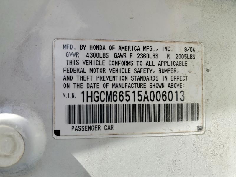 Продажа на аукционе авто 2005 Honda Accord Lx, vin: 1HGCM66515A006013, номер лота: 54188596