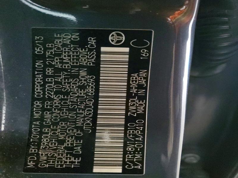 Aukcja sprzedaży 2013 Toyota Prius, vin: JTDKN3DU4D1685693, numer aukcji: 53122866