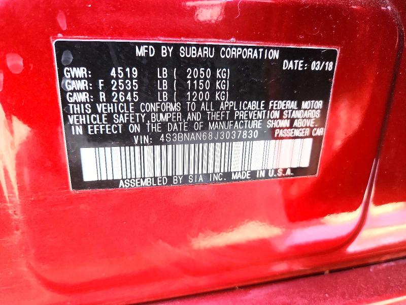 Aukcja sprzedaży 2018 Subaru Legacy, vin: 4S3BNAN68J3037830, numer aukcji: 53771216
