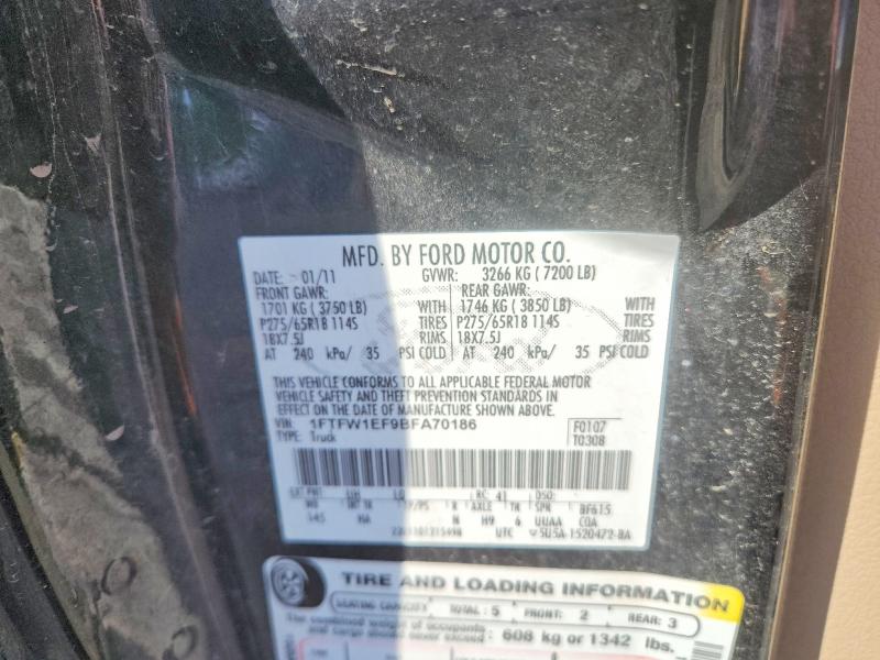 Aukcja sprzedaży 2011 Ford F150, vin: 1FTFW1EF9BFA70186, numer aukcji: 54917356