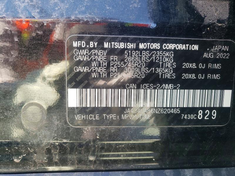 Aukcja sprzedaży 2022 Mitsubishi Outlander, vin: JA4J4UA86NZ620465, numer aukcji: 51778176