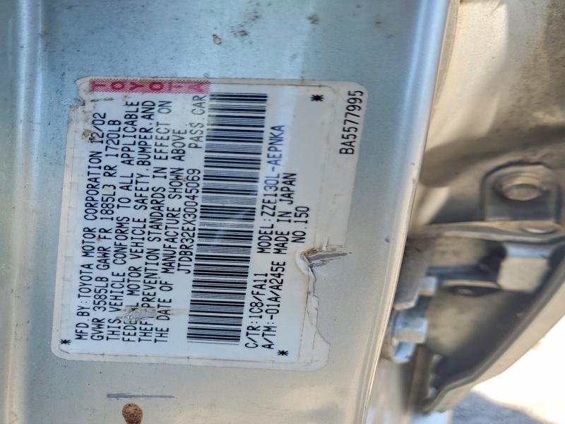 Продаж на аукціоні авто 2003 Toyota Corolla, vin: JTDBR32EX30045069, номер лоту: 54198626