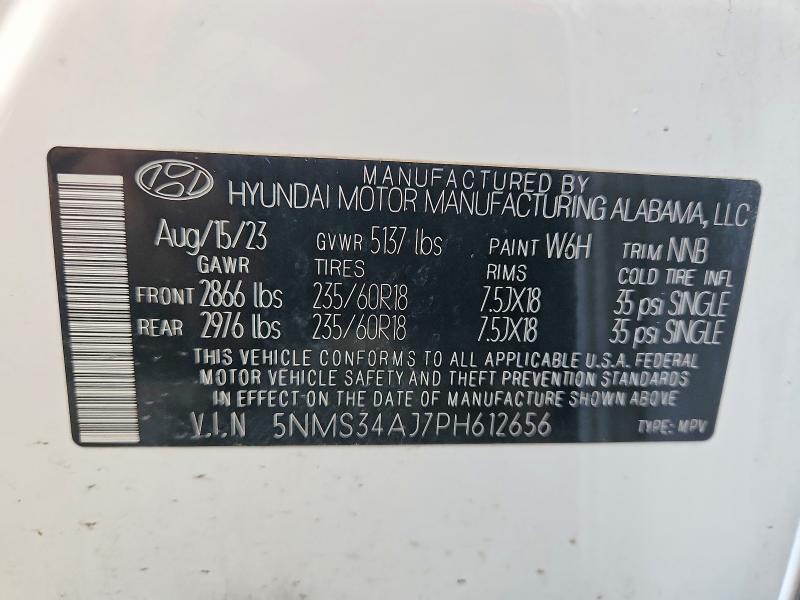 Продажа на аукционе авто 2023 Hyundai Santa Fe, vin: 5NMS34AJ7PH612656, номер лота: 54869056