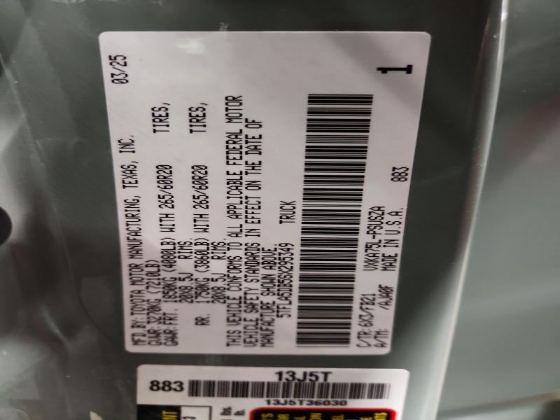 Продажа на аукционе авто 2025 Toyota Tundra, vin: 5TFLA5DB5SX295349, номер лота: 52515096