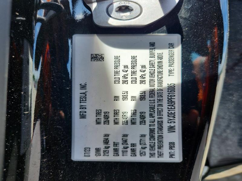 55231416 :رقم المزاد ، 5YJ3E1EA9PF616085 vin ، 2023 Tesla Model 3 مزاد بيع