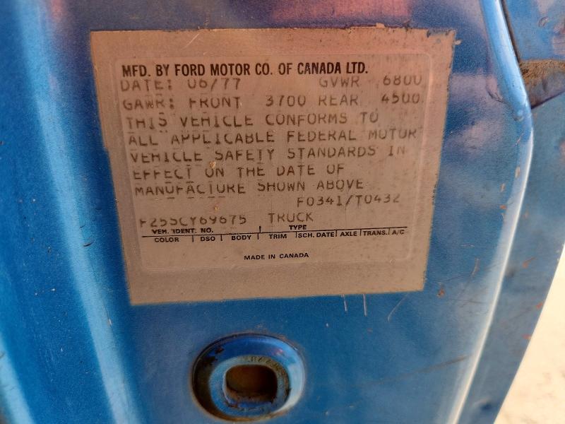53361286 :رقم المزاد ، F25SCY69675 vin ، 1977 Ford Ford مزاد بيع
