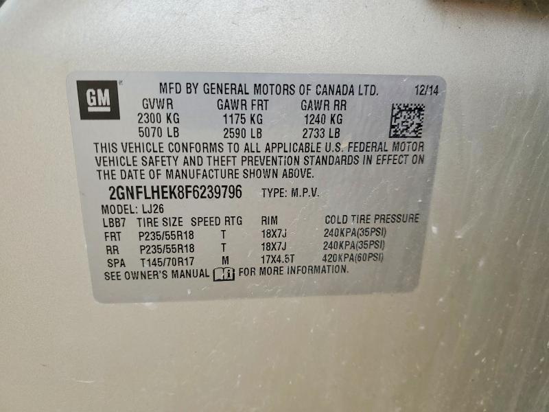 Auction sale of the 2015 Chevrolet Equinox, vin: 2GNFLHEK8F6239796, lot number: 53376896