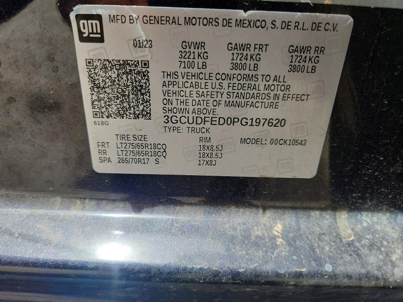 Продаж на аукціоні авто 2023 Chevrolet Silverado, vin: 3GCUDFED0PG197620, номер лоту: 54414636