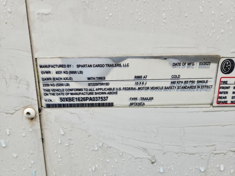 2023 Spartan Cargo Spartan Crago Trailers მანქანა იყიდება აუქციონზე, vin: 50XBE1626PA037537, აუქციონის ნომერი: 54612066