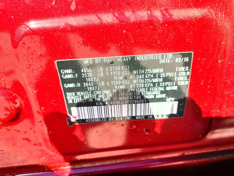 Продажа на аукционе авто 2015 Subaru Outback, vin: 4S4BSBJC0F3296051, номер лота: 52546716