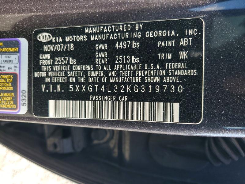 Продажа на аукционе авто 2019 Kia Optima, vin: 5XXGT4L32KG319730, номер лота: 54118526