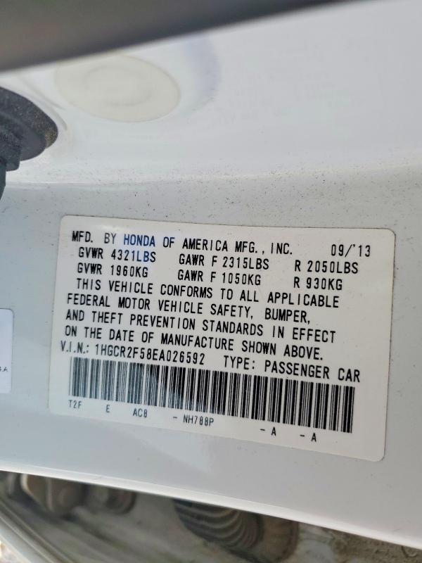 Aukcja sprzedaży 2014 Honda Accord, vin: 1HGCR2F58EA026592, numer aukcji: 53633716