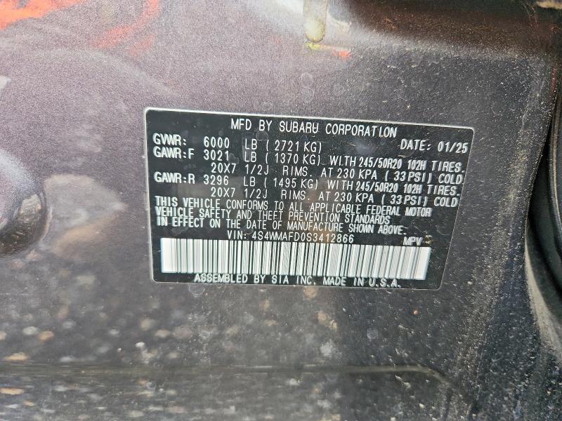 2025 Subaru Ascent მანქანა იყიდება აუქციონზე, vin: 4S4WMAFD0S3412866, აუქციონის ნომერი: 52699286