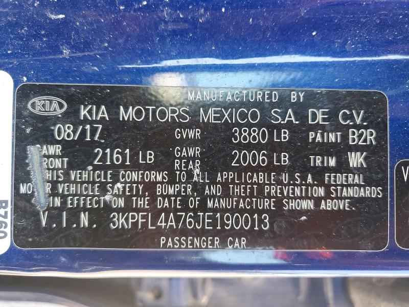 53755206 :رقم المزاد ، 3KPFL4A76JE190013 vin ، 2018 Kia Forte مزاد بيع