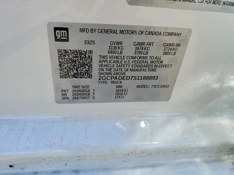54446216 :رقم المزاد ، 2GCPADED7S1188893 vin ، 2025 Chevrolet Silverado مزاد بيع