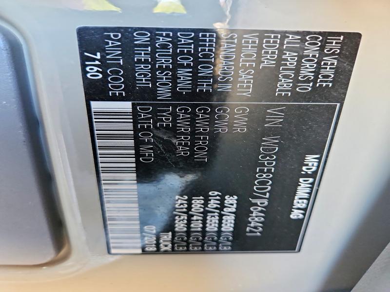 51697186 :رقم المزاد ، WD3PE8CD7JP648421 vin ، 2018 Mercedes-benz Sprinter مزاد بيع