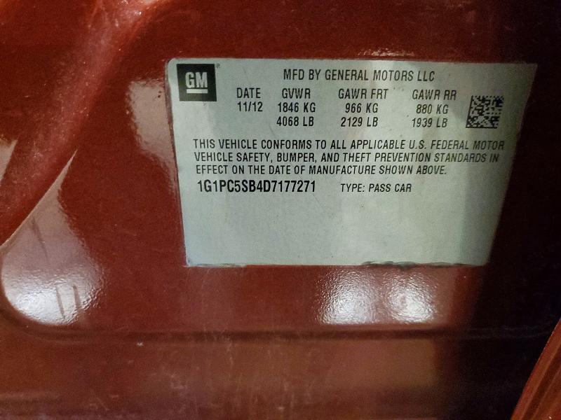 Продаж на аукціоні авто 2013 Chevrolet Cruze, vin: 1G1PC5SB4D7177271, номер лоту: 52837106