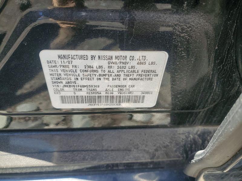 Aukcja sprzedaży 2008 Infiniti G35, vin: JNKBV61F48M259349, numer aukcji: 52712466