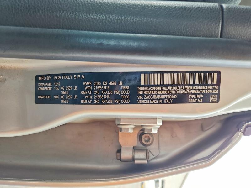 Aukcja sprzedaży 2017 Jeep Renegade, vin: ZACCJBAB3HPE90400, numer aukcji: 55102006