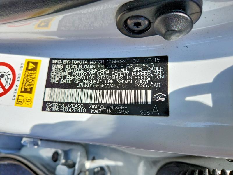 Продажа на аукционе авто 2015 Lexus Ct, vin: JTHKD5BH5F2248205, номер лота: 52743226