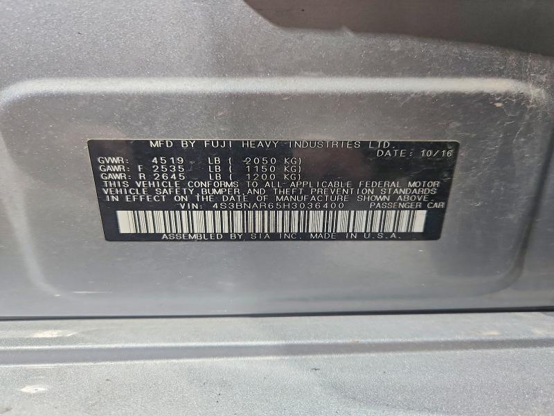 Aukcja sprzedaży 2017 Subaru Legacy, vin: 4S3BNAR65H3036400, numer aukcji: 52605176