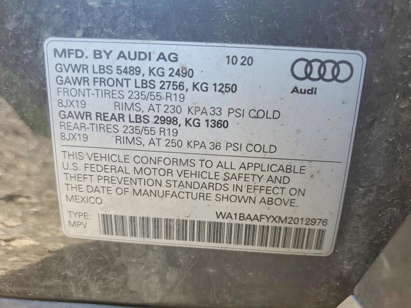 Продажа на аукционе авто 2021 Audi Q5, vin: WA1BAAFYXM2012976, номер лота: 51409636