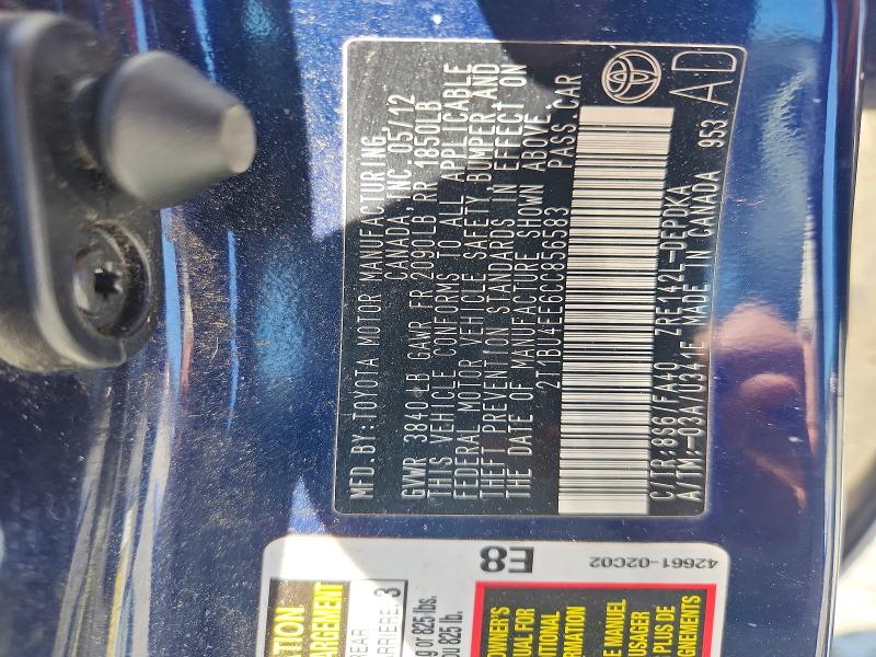 Aukcja sprzedaży 2012 Toyota Corolla, vin: 2T1BU4EE6CC856583, numer aukcji: 52868596