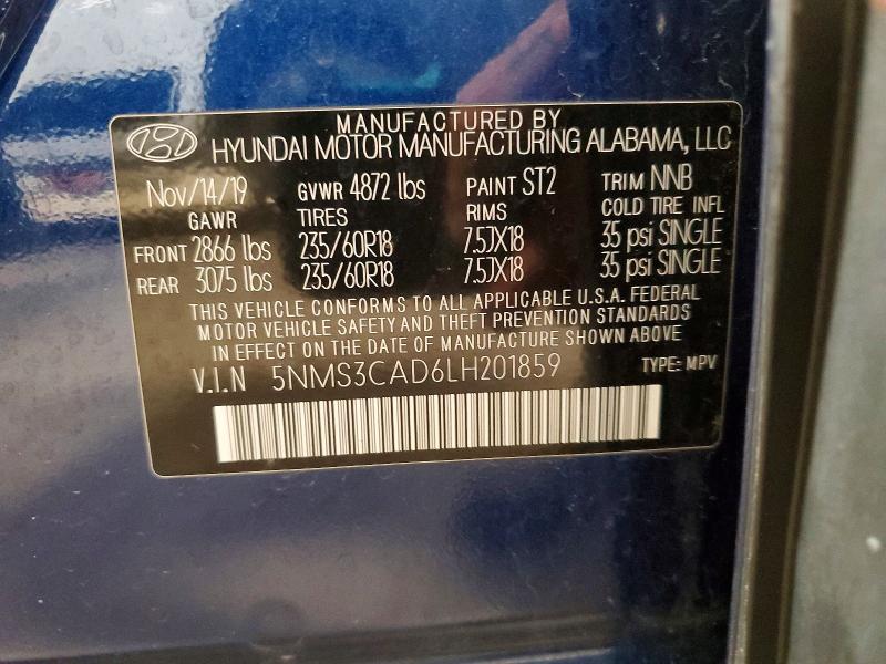 Продаж на аукціоні авто 2020 Hyundai Santa Fe, vin: 5NMS3CAD6LH201859, номер лоту: 52244316