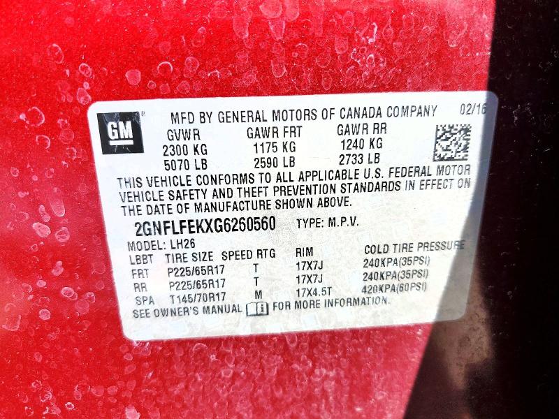 2016 Chevrolet Equinox მანქანა იყიდება აუქციონზე, vin: 2GNFLFEKXG6260560, აუქციონის ნომერი: 52073256