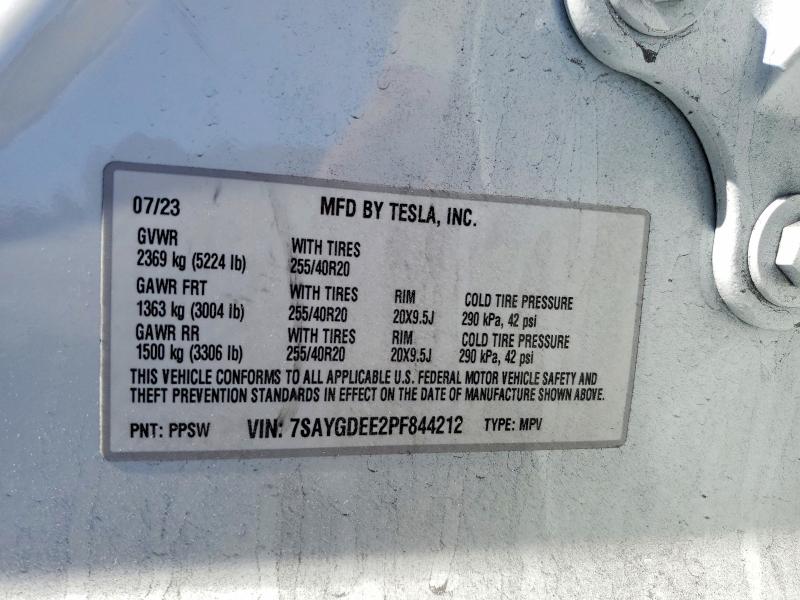 52940516 :رقم المزاد ، 7SAYGDEE2PF844212 vin ، 2023 Tesla Model Y مزاد بيع