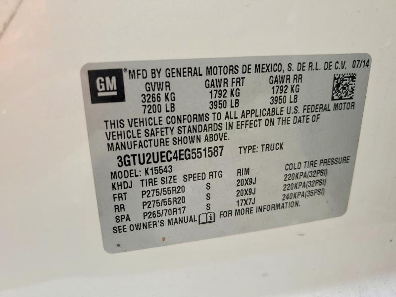 Aukcja sprzedaży 2014 Gmc Sierra 1500 Sle, vin: 3GTU2UEC4EG551587, numer aukcji: 54151096