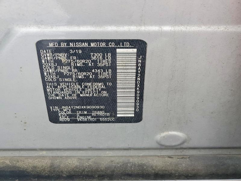 Aukcja sprzedaży 2019 Nissan Armada, vin: JN8AY2NDXK9090930, numer aukcji: 54460886