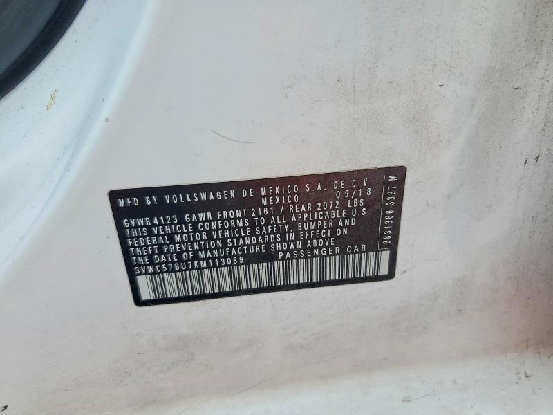 Aukcja sprzedaży 2019 Volkswagen Jetta, vin: 3VWC57BU7KM113089, numer aukcji: 51988016