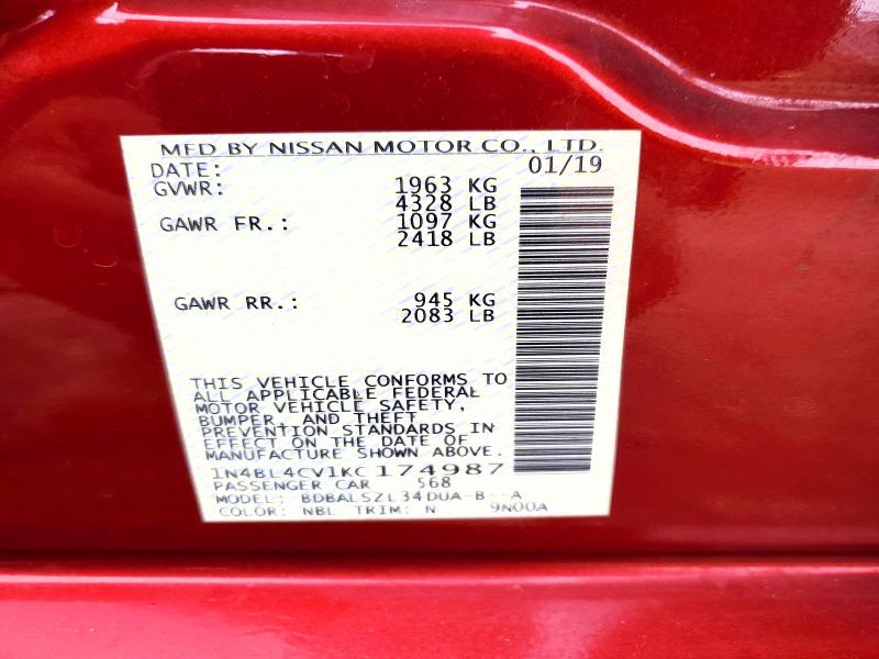 Aukcja sprzedaży 2019 Nissan Altima, vin: 1N4BL4CV1KC174987, numer aukcji: 53589916
