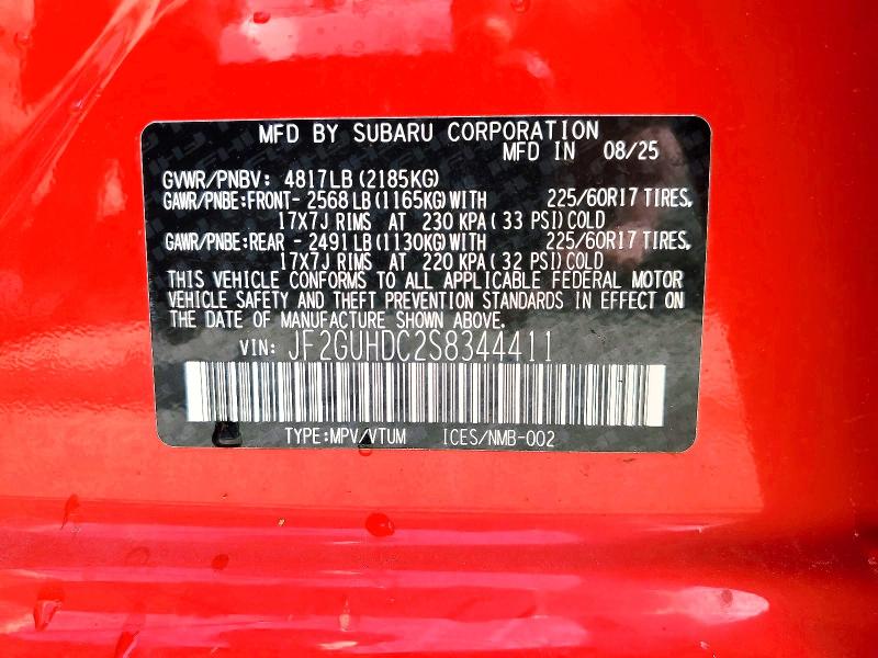 Продаж на аукціоні авто 2025 Subaru Crosstrek, vin: JF2GUHDC2S8344411, номер лоту: 53784936