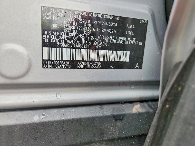 2020 Toyota Rav4 მანქანა იყიდება აუქციონზე, vin: 2T3DWRFV0LW068421, აუქციონის ნომერი: 53853836