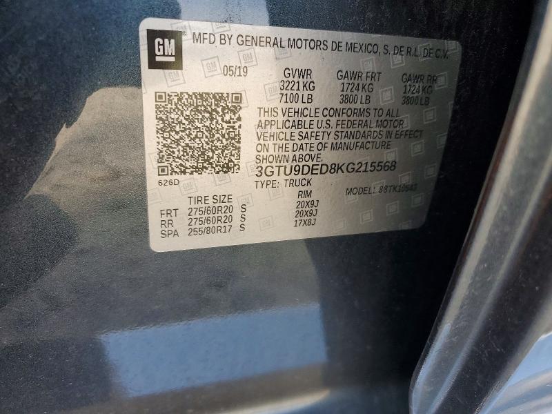 52597006 :رقم المزاد ، 3GTU9DED8KG215568 vin ، 2019 Gmc Sierra مزاد بيع