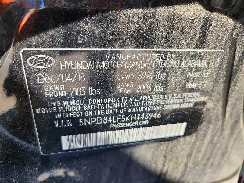 Продажа на аукционе авто 2019 Hyundai Elantra, vin: 5NPD84LF5KH443946, номер лота: 52190976