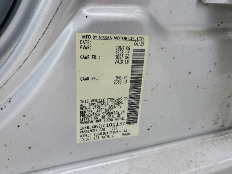 2020 Nissan Altima მანქანა იყიდება აუქციონზე, vin: 1N4BL4BV9LC100137, აუქციონის ნომერი: 54186316
