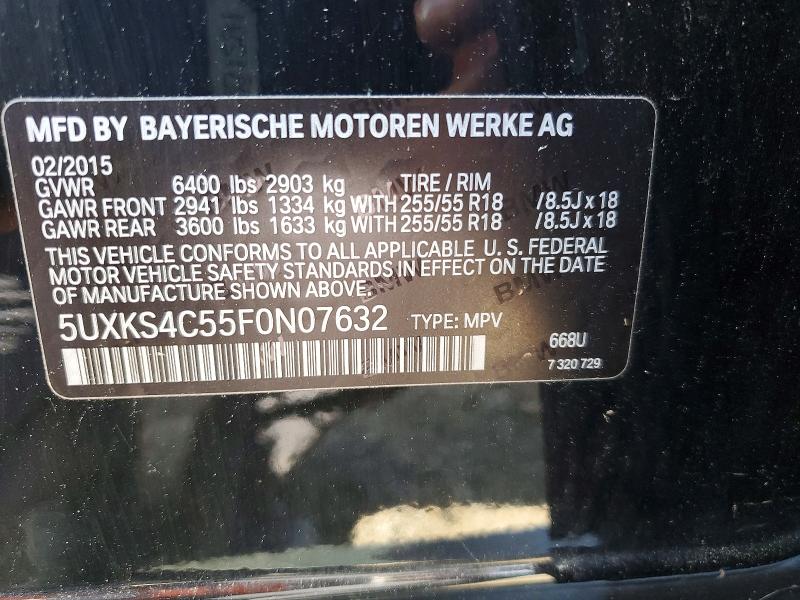 2015 Bmw X5 მანქანა იყიდება აუქციონზე, vin: 5UXKS4C55F0N07632, აუქციონის ნომერი: 52433036