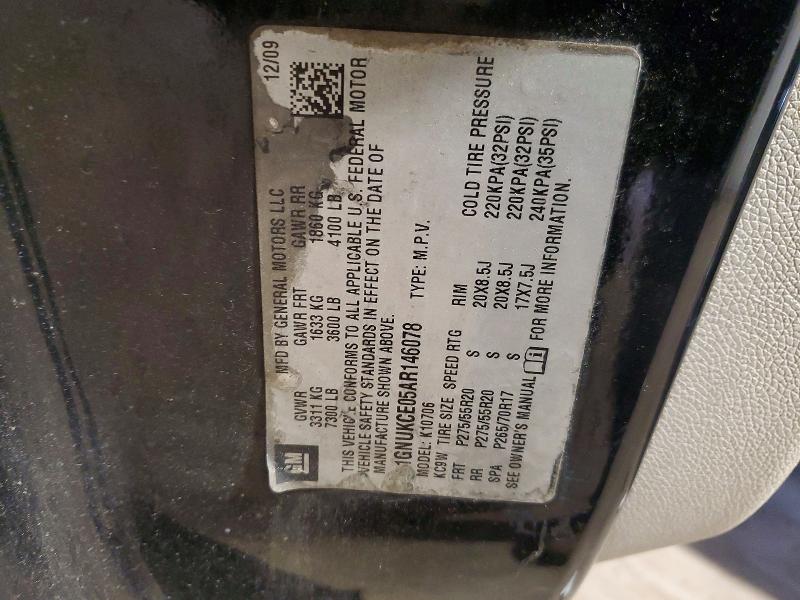 53283276 :رقم المزاد ، 1GNUKCE05AR146078 vin ، 2010 Chevrolet Tahoe مزاد بيع