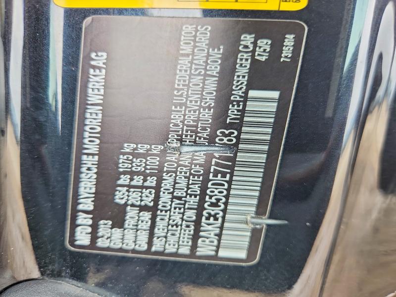 53391256 :رقم المزاد ، WBAKE3C58DE771783 vin ، 2013 Bmw 328 مزاد بيع
