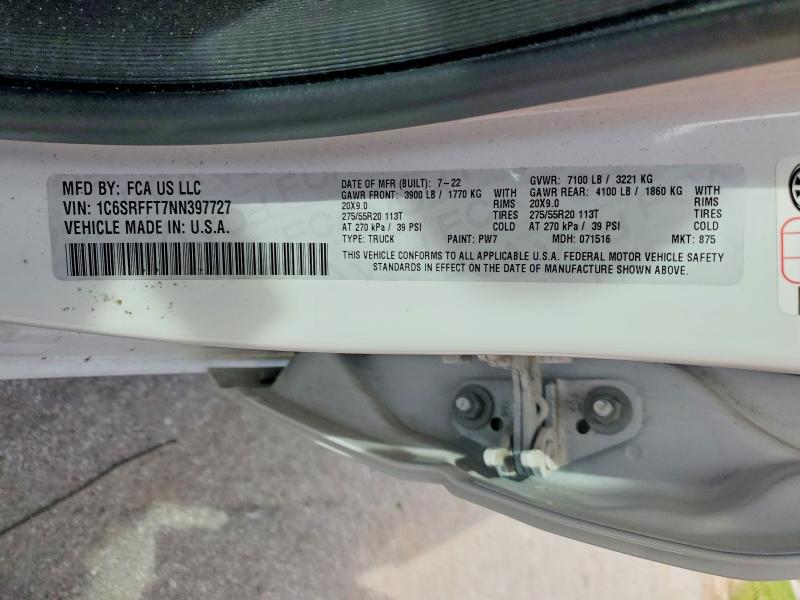 Продажа на аукционе авто 2022 Ram 1500, vin: 1C6SRFFT7NN397727, номер лота: 54903876