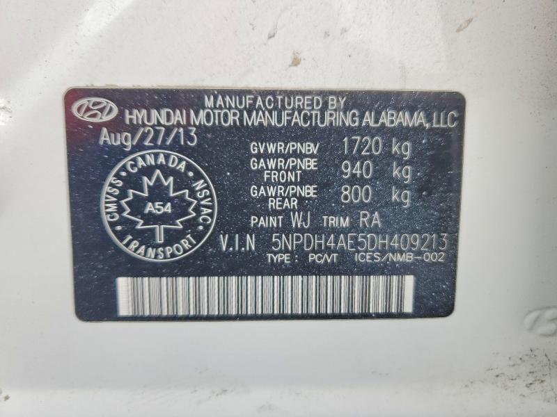 Aukcja sprzedaży 2013 Hyundai Elantra, vin: 5NPDH4AE5DH409213, numer aukcji: 53056966